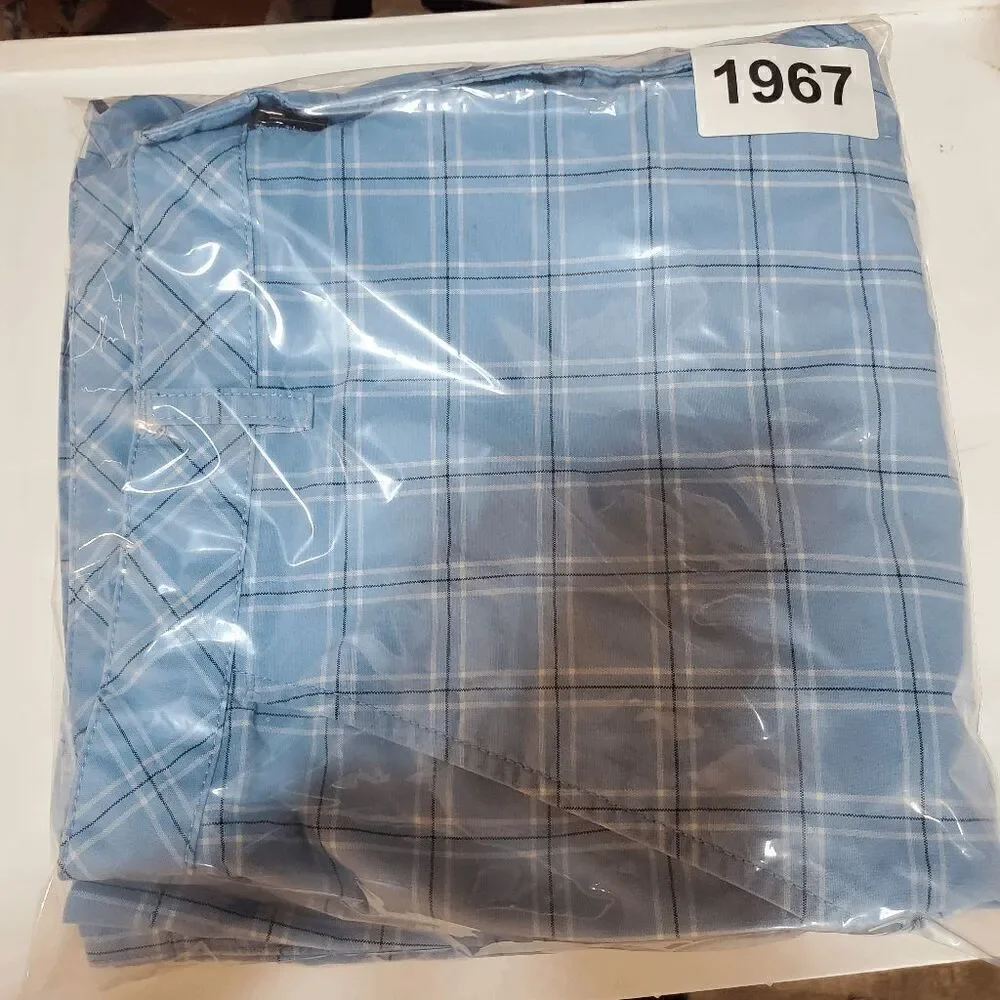 Ashworth Shorts Mens 35W Blue Plaid Chino Golf Performance Regular Fit Outdoor